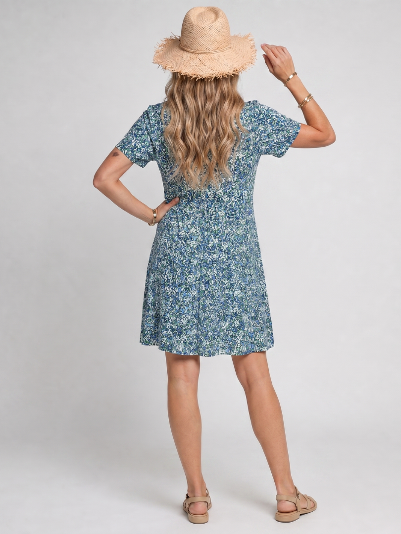 Meraki | Robe courte à manches courtes avec imprimé tropical