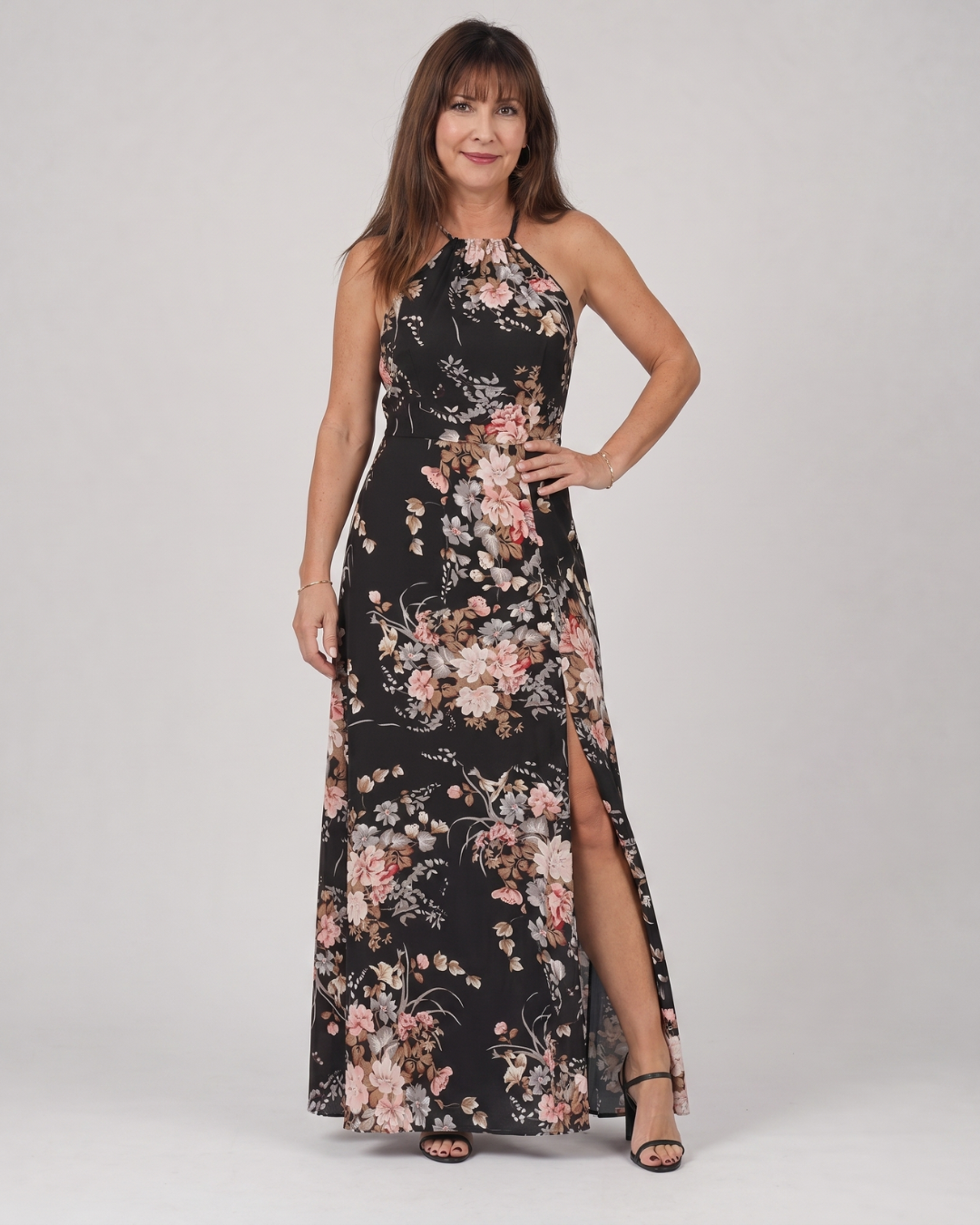Loliane | Robe Midi à Décolleté Halter Imprimé Floral