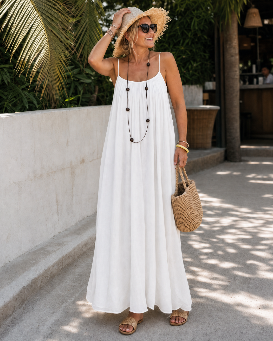 Amener | Robe Midi Détendue Sans Manches avec Bretelles