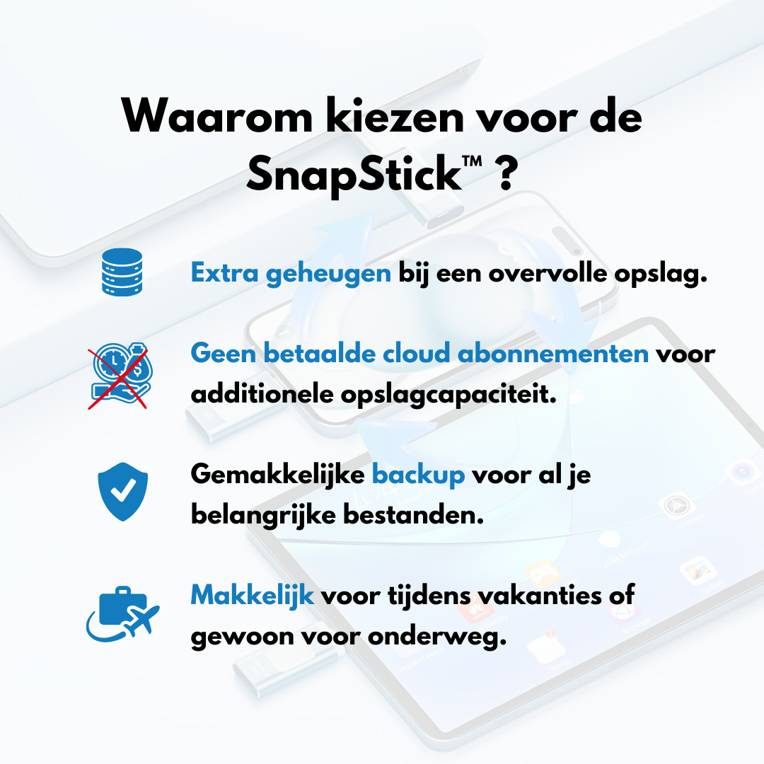 SnapVault 4-en-1 clé de sauvegarde | Depuis le téléphone directement sur votre USB