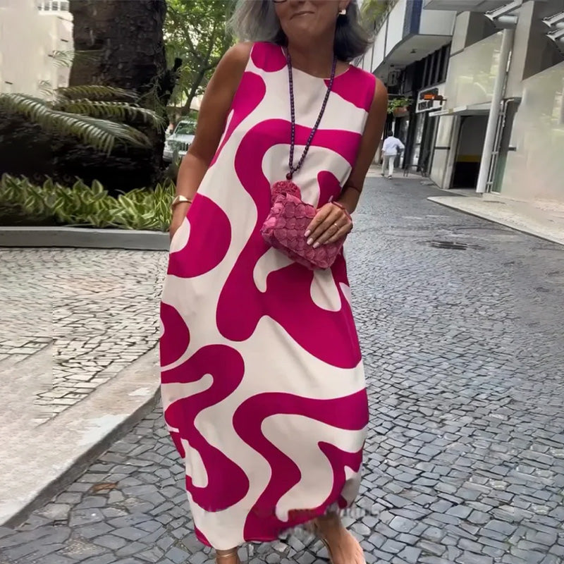 Bertha | Robe sans manches stylée avec imprimé géométrique