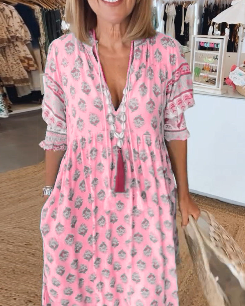 Liana | Robe imprimée avec décolleté en V