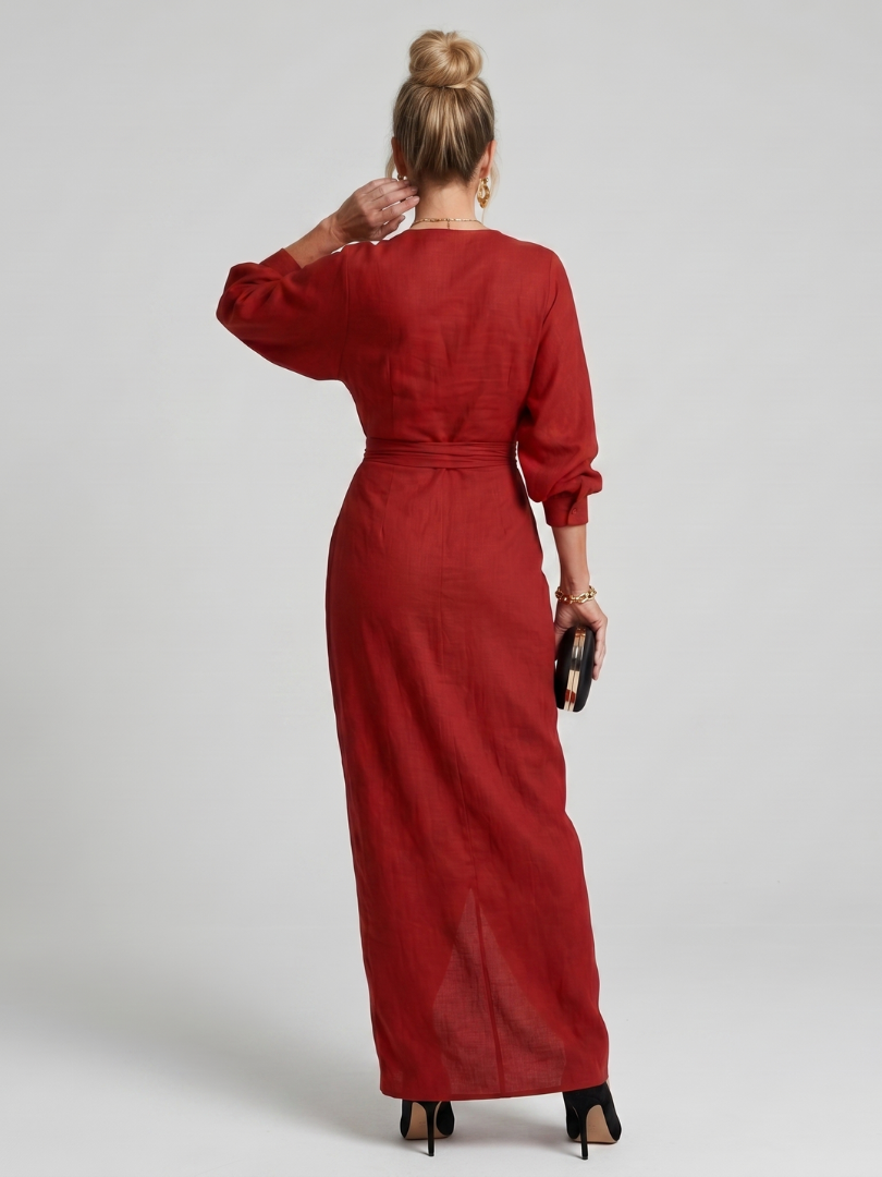 Fable | Robe Midi à Manches Longues avec Enveloppement