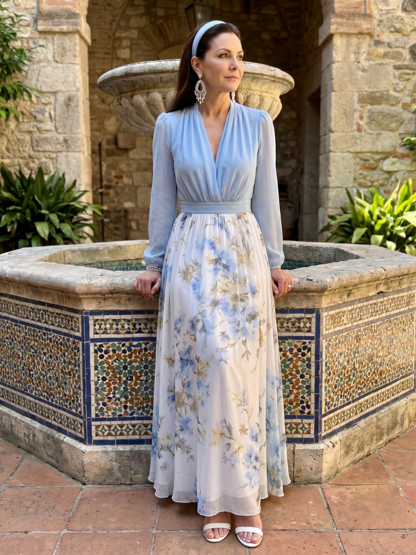 Augusta | Robe Maxi Florale à Décolleté en V Transparent