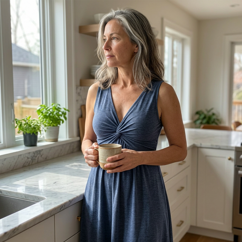 Chrétien | Robe midi sans manches avec décolleté en V