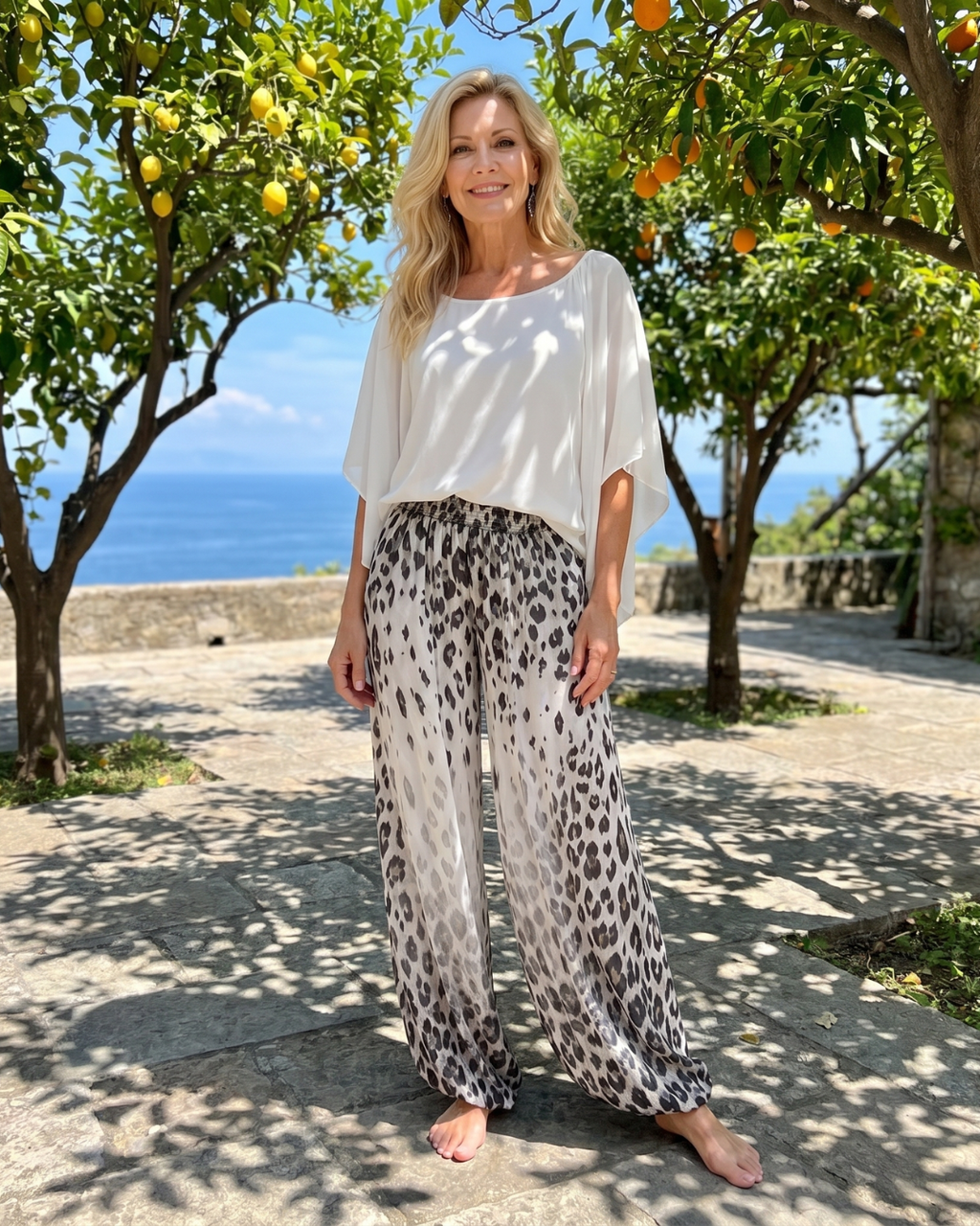 Zephyrel | Haut en Chiffon Flottant et Pantalons Amples Imprimés