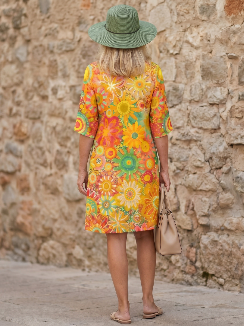 Zephyr | Robe à Motif Floral Multicolore Longueur Genou