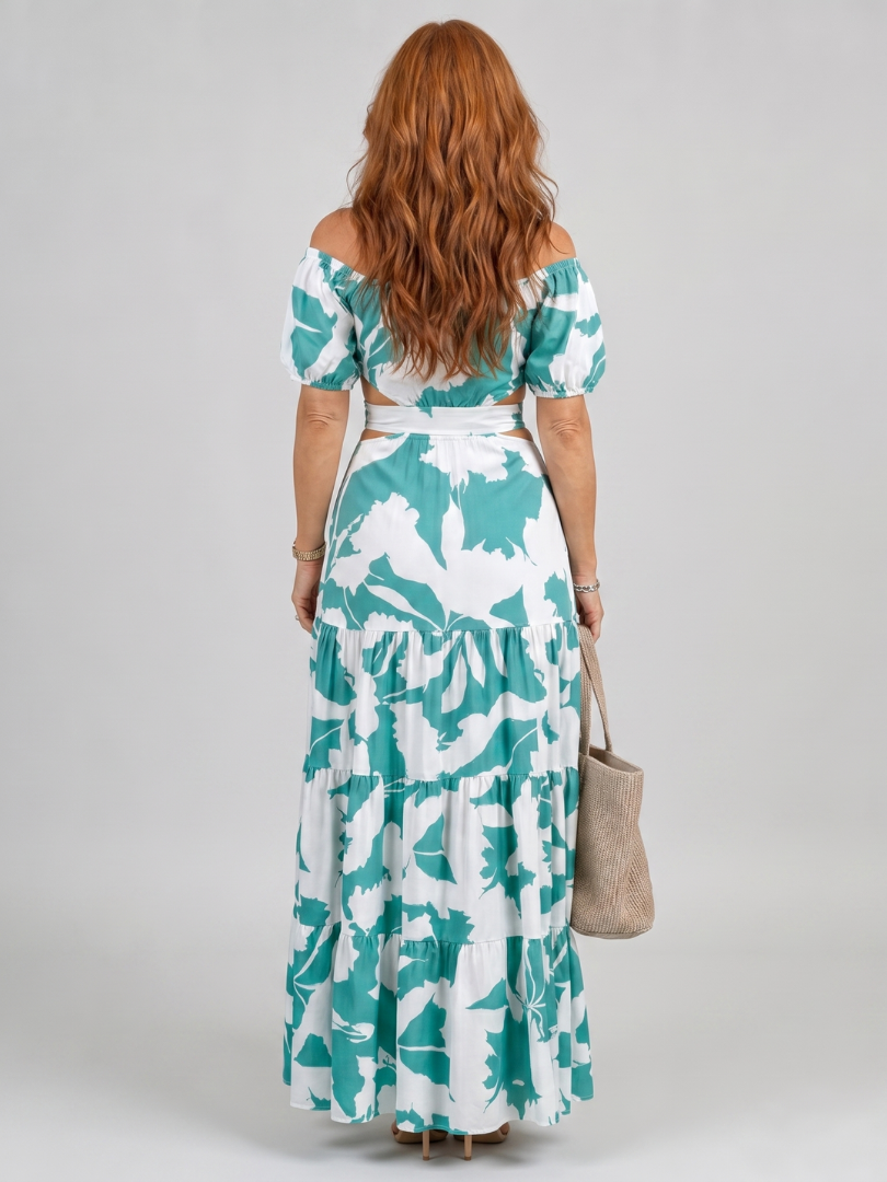 Orelina | Robe Maxi à Épaules Dégagées avec Découpe à la Taille