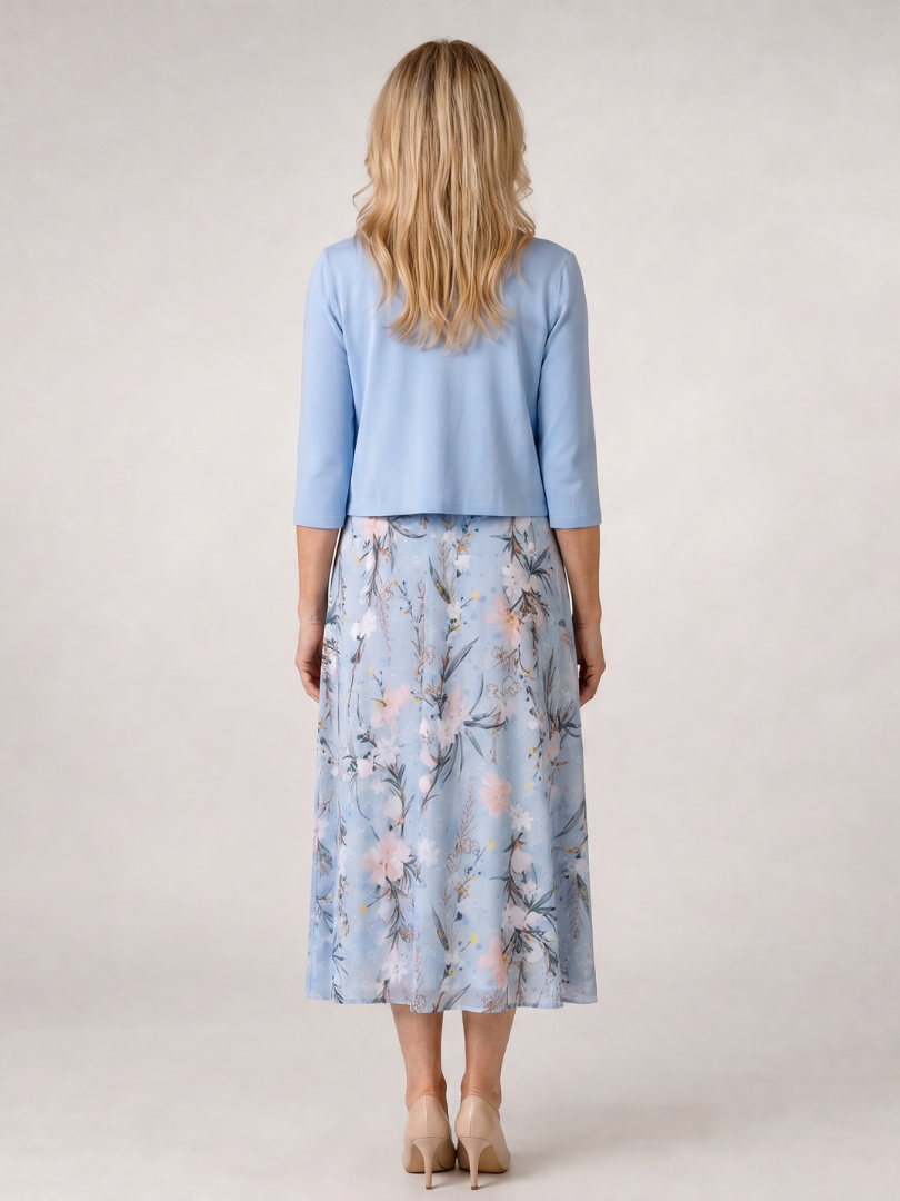 Celeste | Robe midi sans manches à imprimé floral avec veste courte