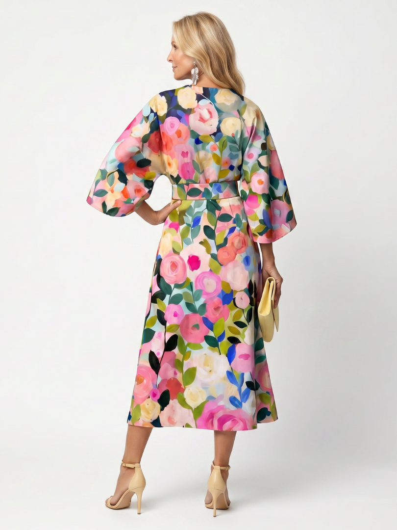 Glade | Robe Midi Florale à Manches Larges