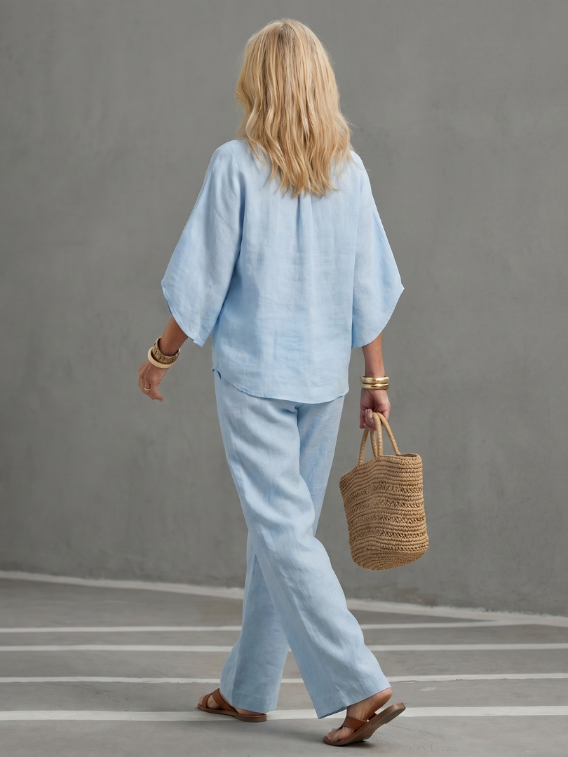 Amity | Ensemble Tunique Pantalon Détendu à Boutons