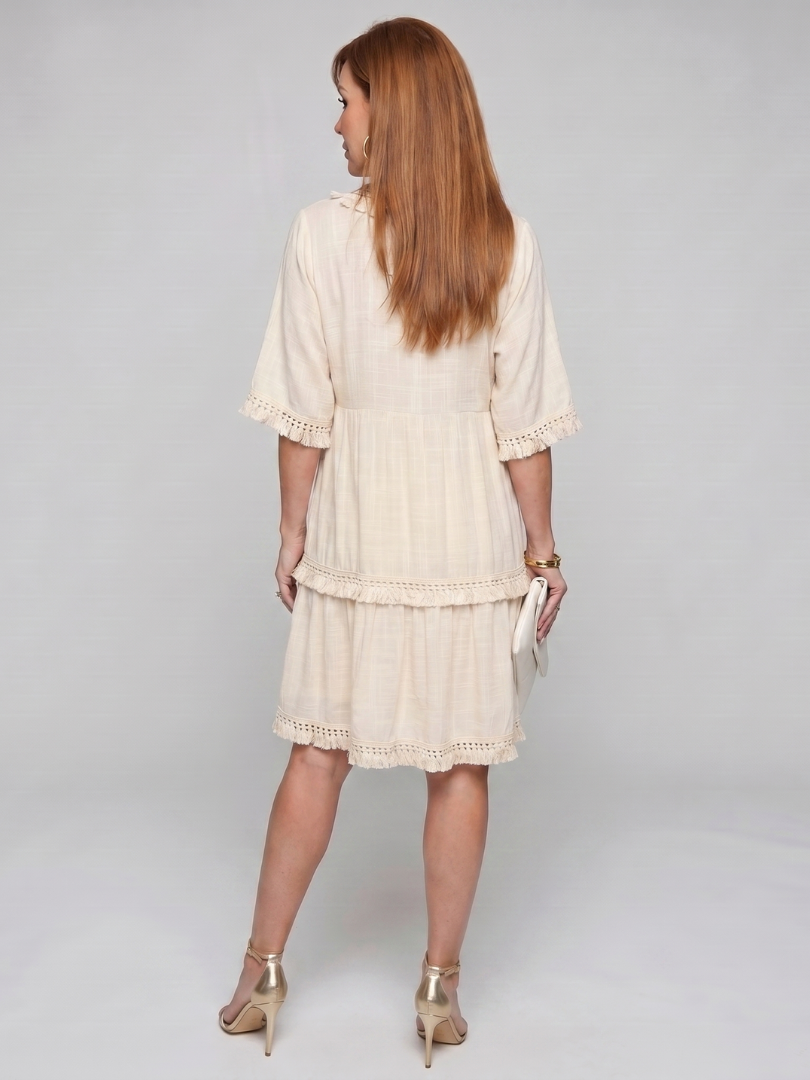 Drea | Robe Mini à Manches Courtes avec Détails Brodés
