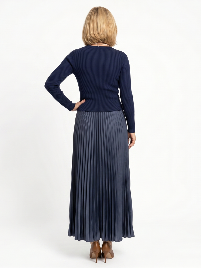 Faon | Robe Midi à Jupes Plissées et Haut Tricoté