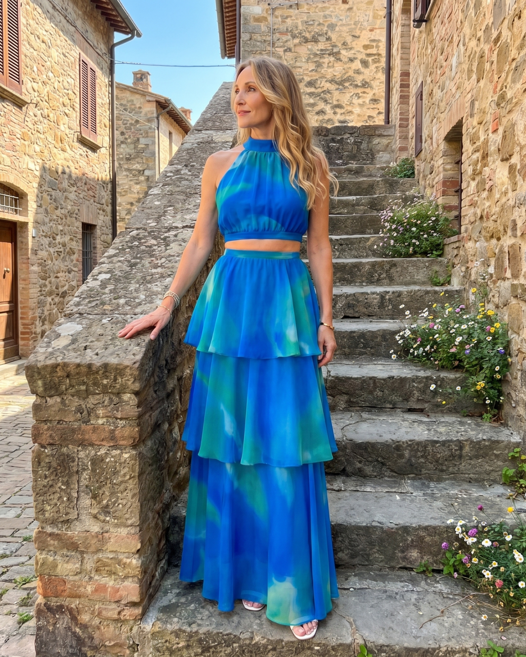 Mique | Robe Maxi à Découpes Florales Naturelles en Col Halter