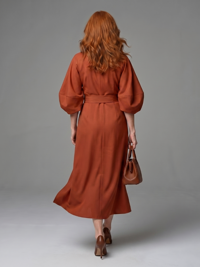 Beryl | Robe Midi à Panneau Taille Sculpté