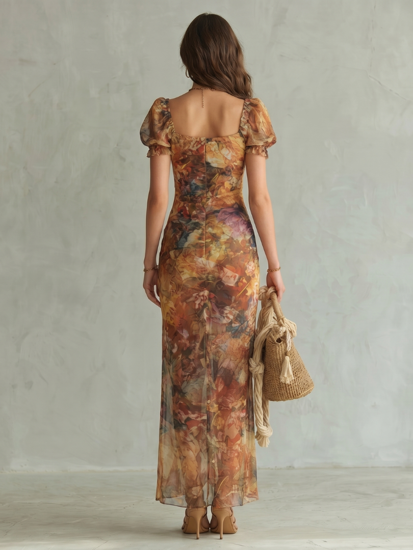 Ciel | Robe Midi Plissée à Manches Volantes