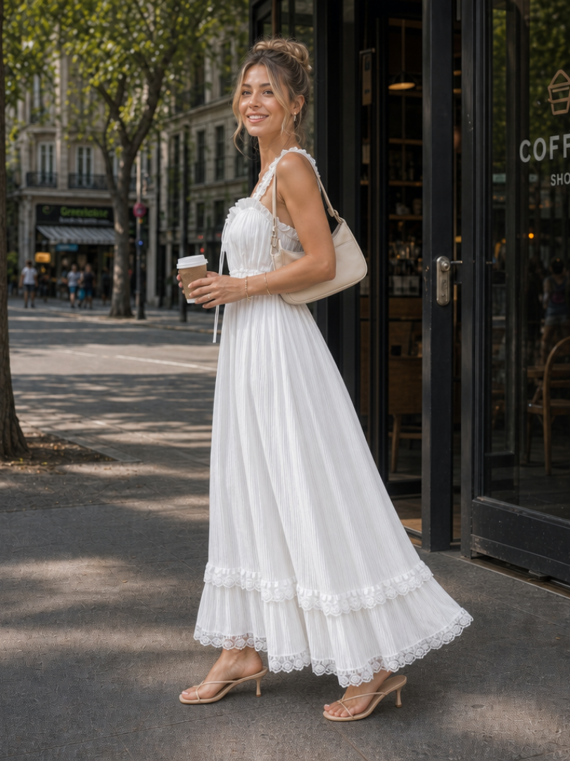 Leach | Robe midi sans manches avec volants