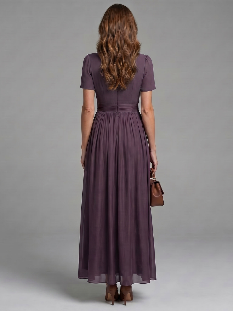 Elia | Robe Maxi à Taille Froncée avec Ouverture en Clef