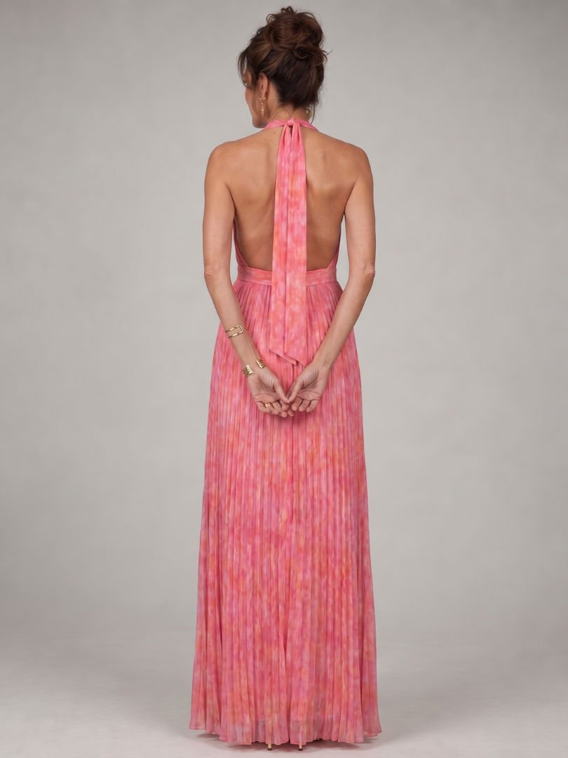 Rosel | Robe Maxi à Encolure Halter Plissée