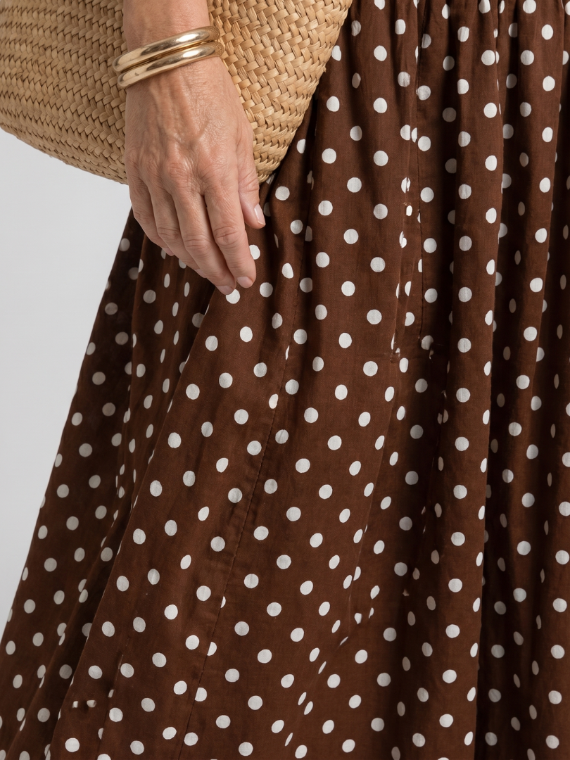 Sorien | Robe Midi à Pois Sans Bretelles