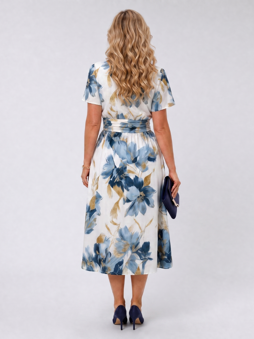 Evans | Robe midi portefeuille à imprimé floral à manches courtes