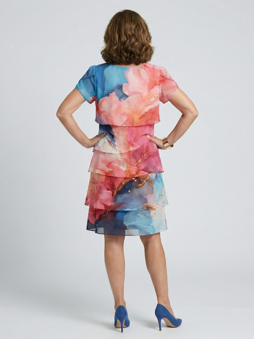 Mira | Robe en marbre fluide à longueur genou