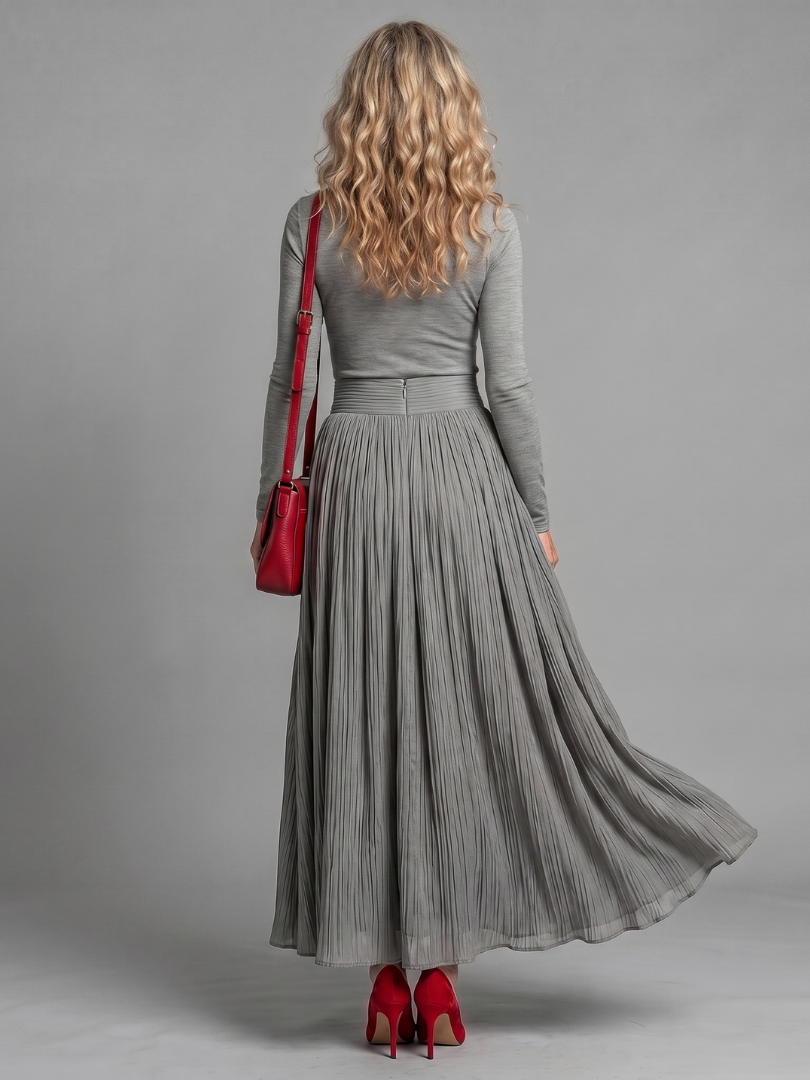 Lana | Robe midi à manches longues et col roulé avec taille définie