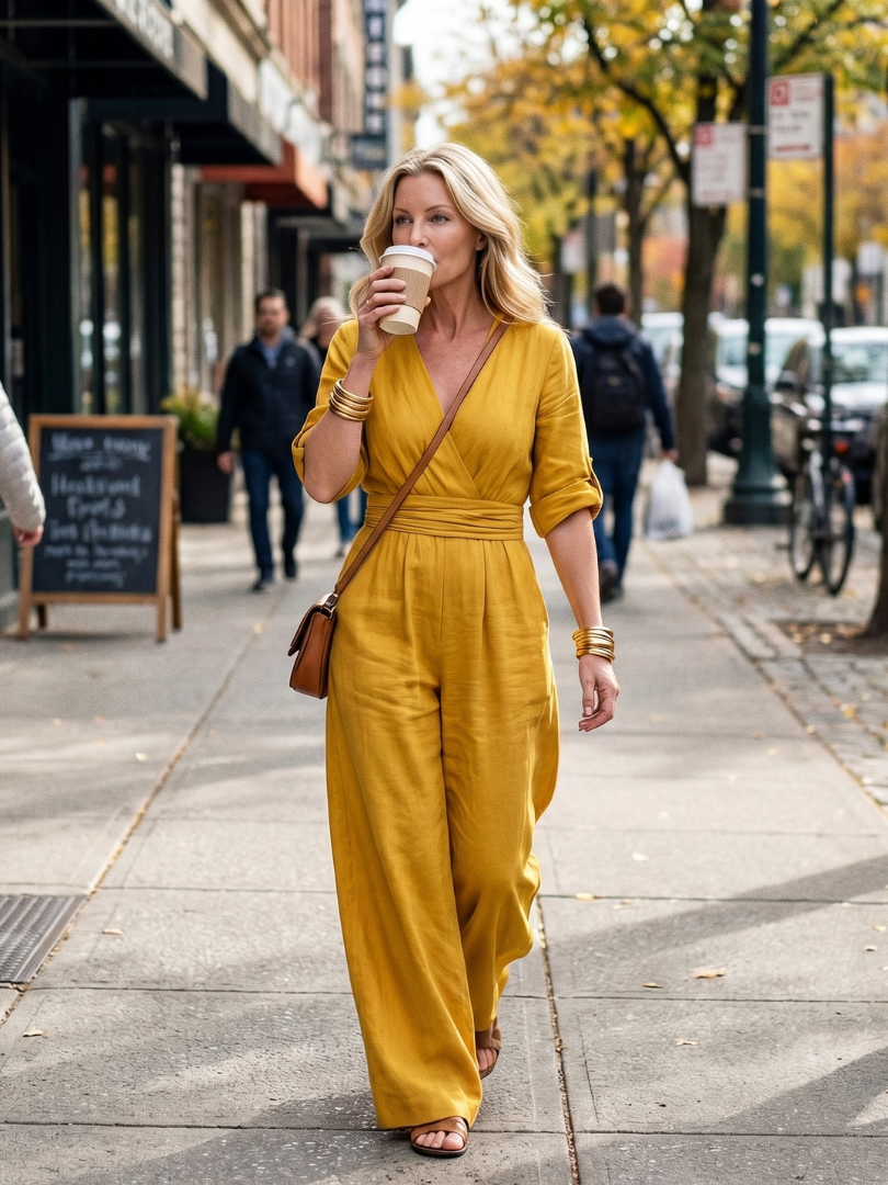 Wanda | Combinaison à jambes larges et décolleté croisé