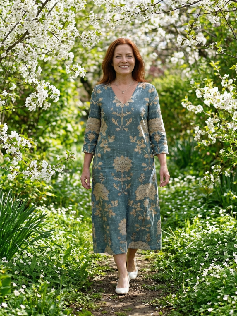 Skye | Robe Midi Florale à Silhouette Douce