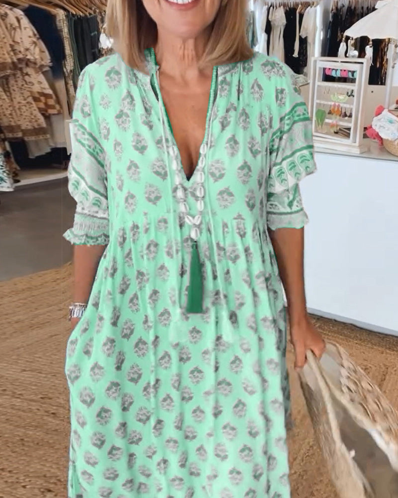 Liana | Robe imprimée avec décolleté en V