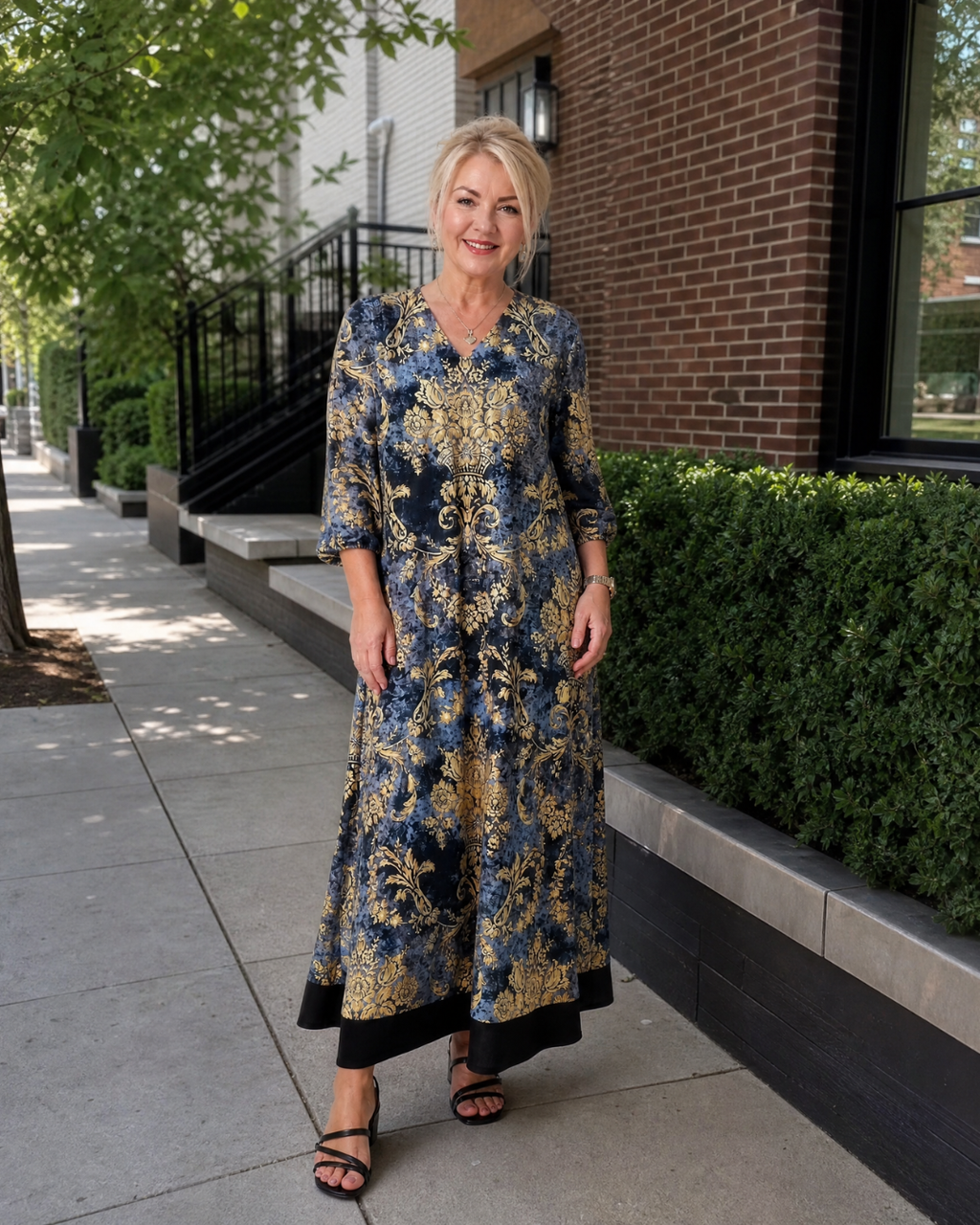 Sorrelia | Robe midi décontractée à imprimé floral orné