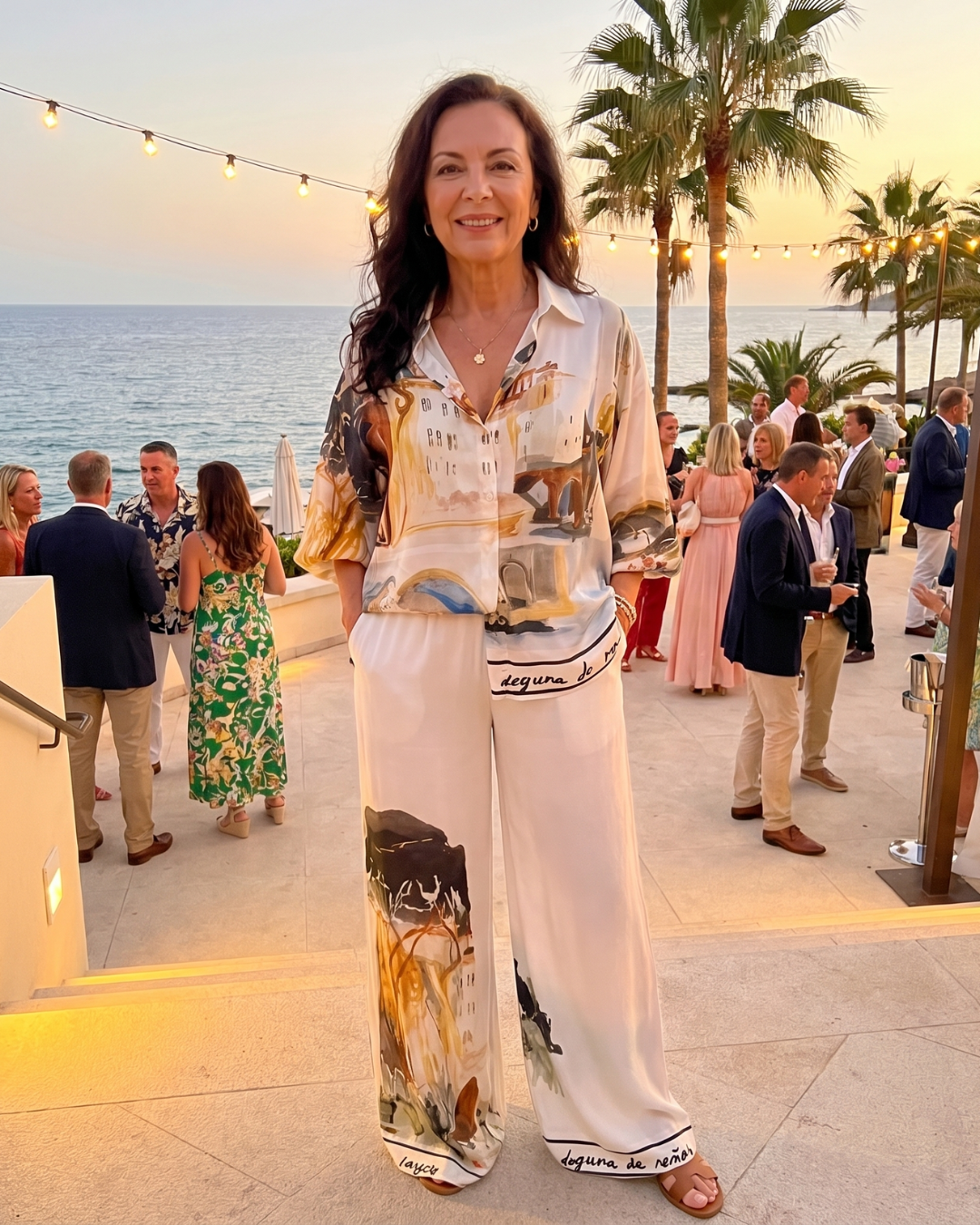 Calyra | Blouse Imprimée Artistique Et Ensemble Pantalons Larges
