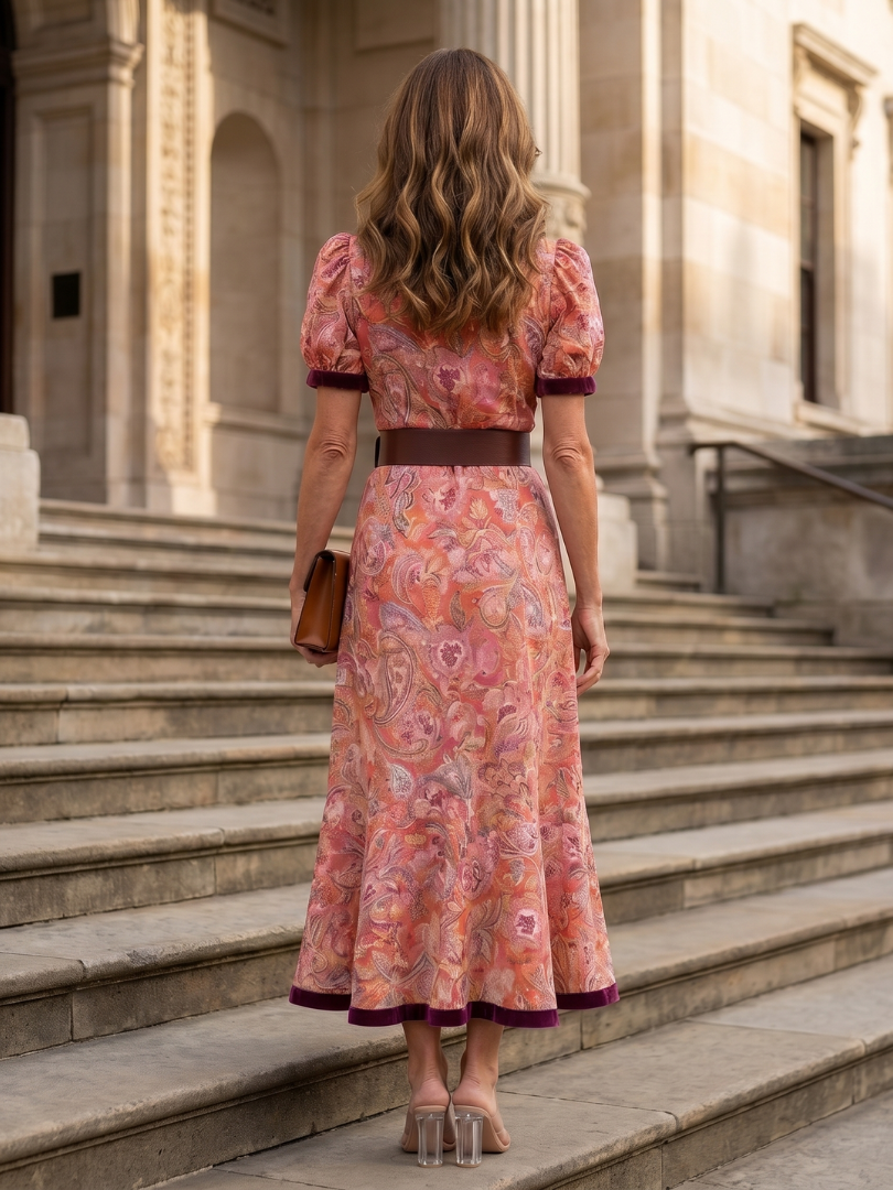Maia | Robe Midi à Manches Bouffantes Style Wrap