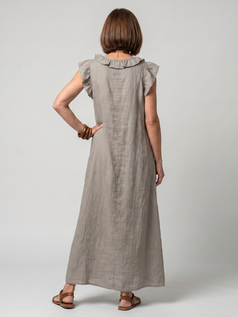 Fougère | Robe Midi Sans Manches avec Volants