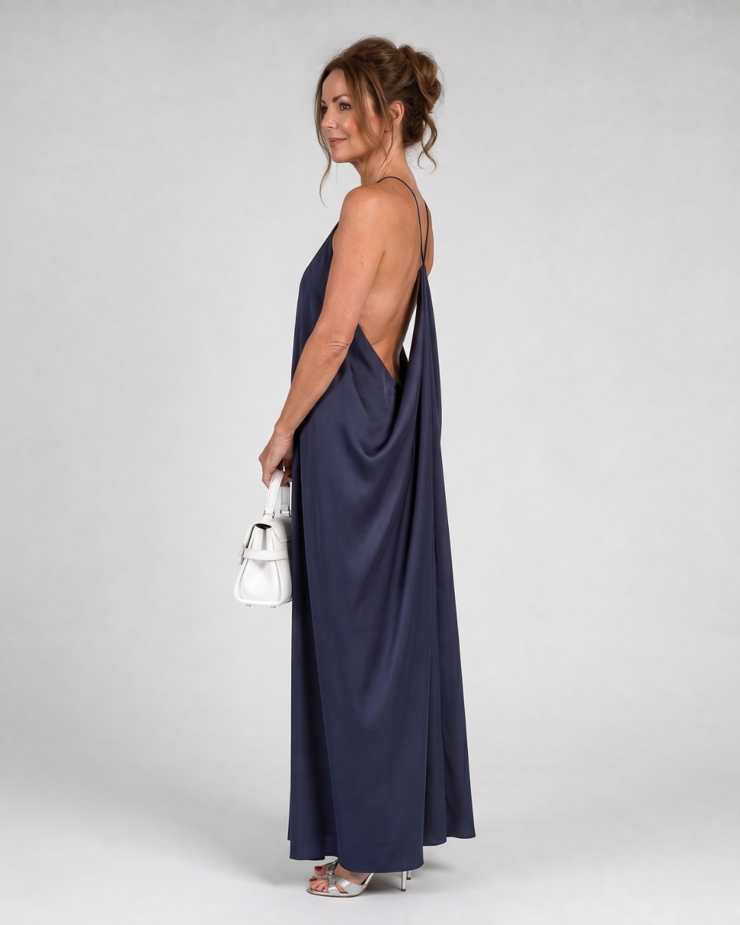 Shotle | Robe Maxi Fluide Sans Manches avec Col Haut