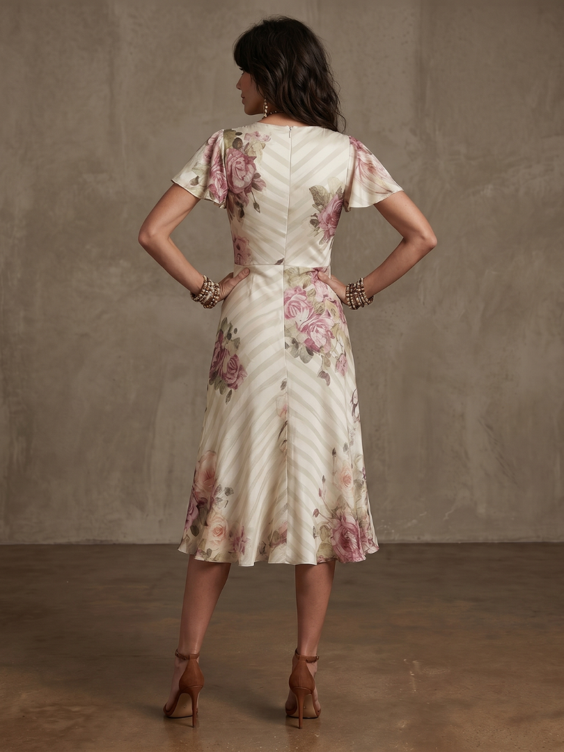 Sina | Robe Midi Drapée à Fleurs