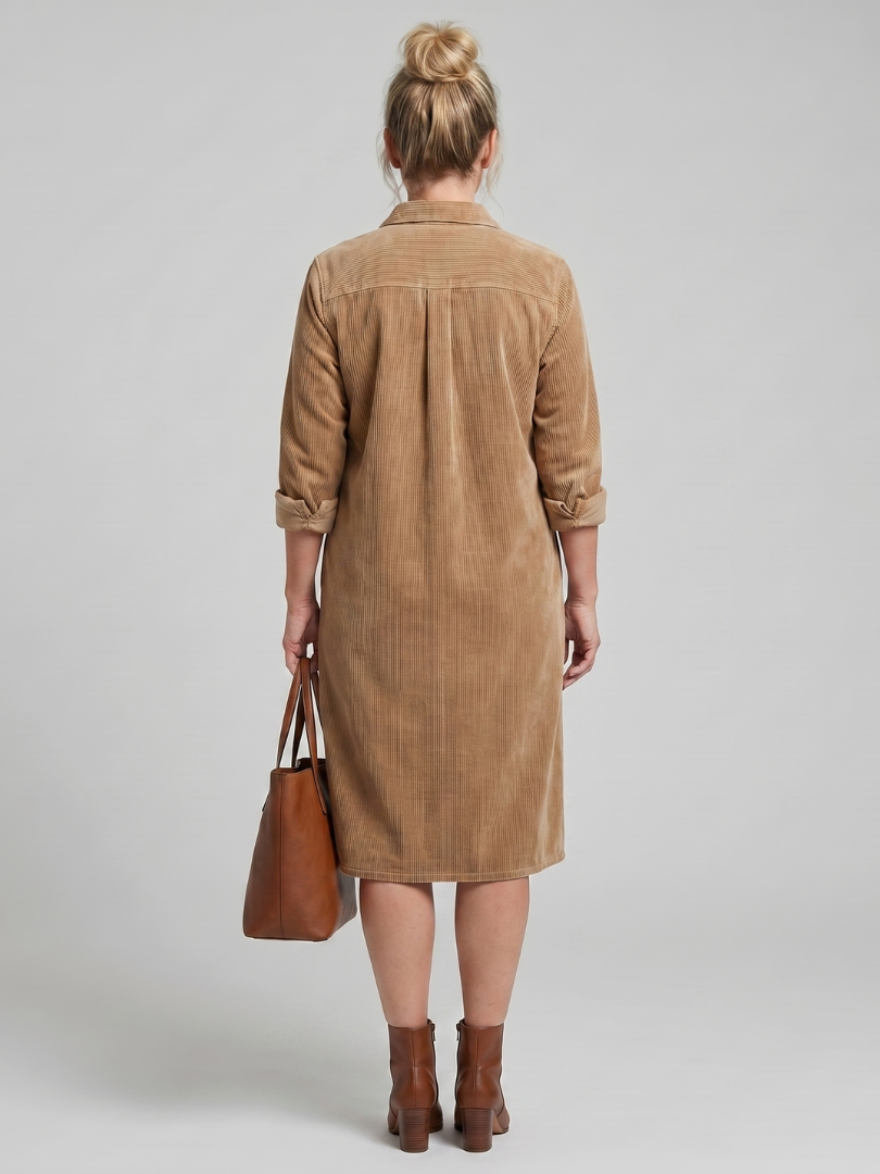 Pema | Robe Midi à Manches Longues avec Poches Patte