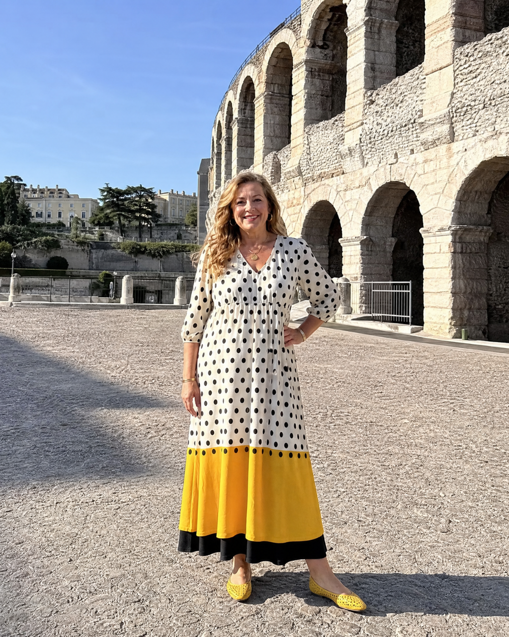 Marimana | Robe Midi Quotidienne à Pois et Blocs de Couleur