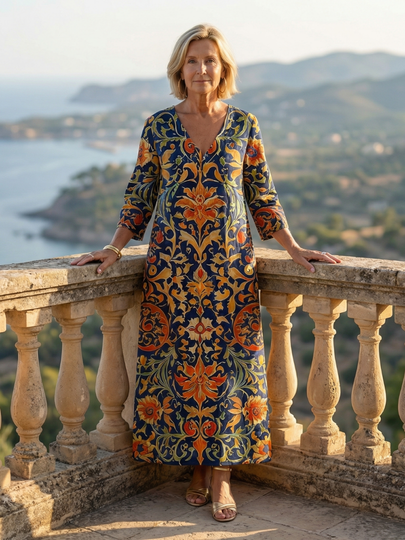 Elise | Robe Midi Florale Ornate
