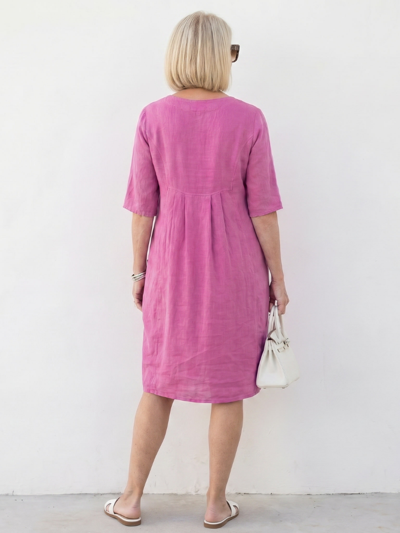 Eska | Robe mi-longue à manches demi-longues avec fronces à l'avant