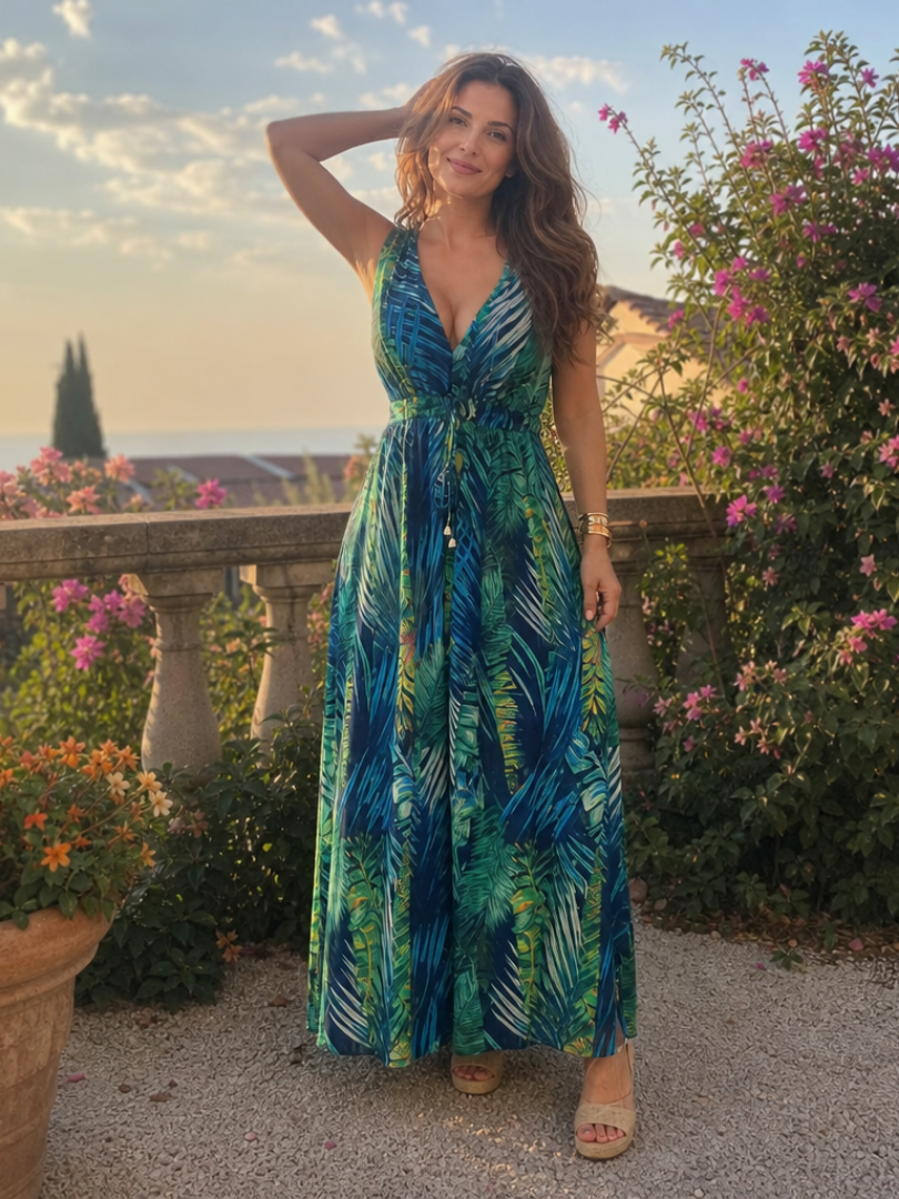 Zake | Robe midi sans manches à taille empire