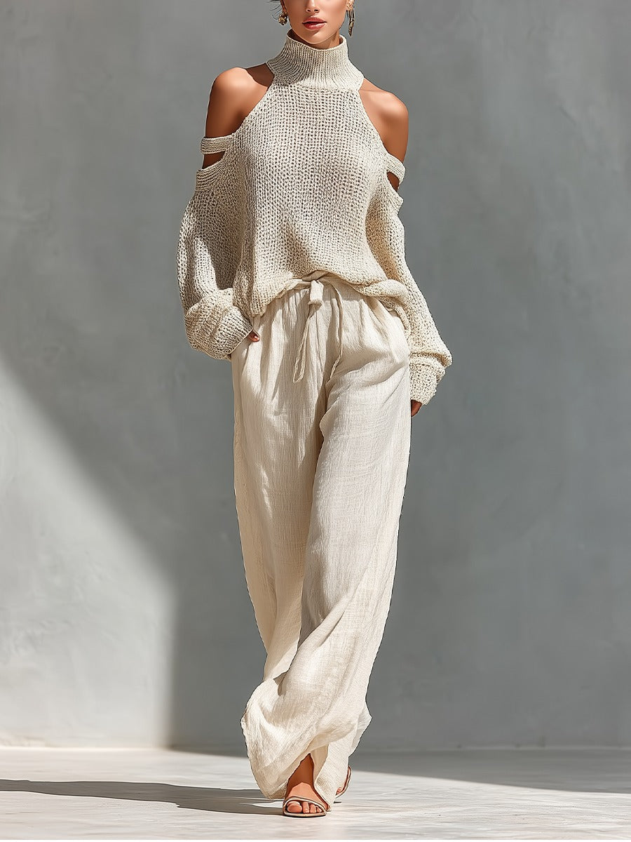 Hamilla | Ensemble Deux Pièces avec Pull en Tricot et Pantalon en Lin