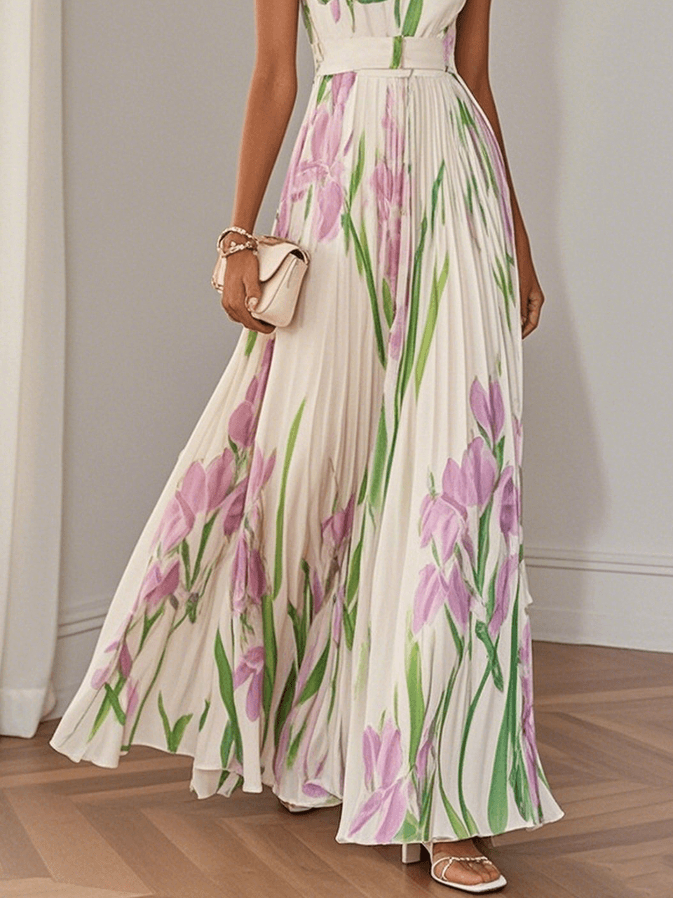 Wilma | Robe maxi plissée à motif floral