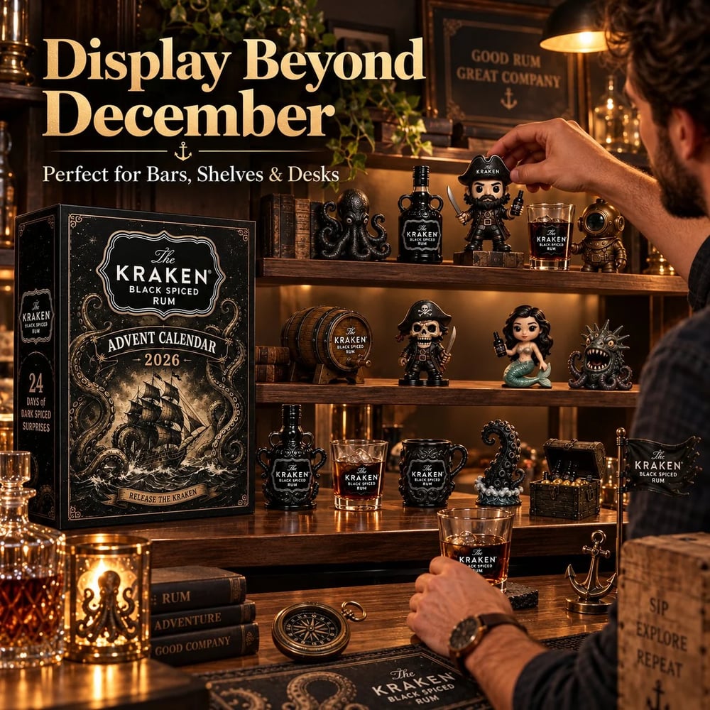 Calendrier de l'Avent Kraken Rum – Compte à rebours de Noël en 24 mini bouteilles
