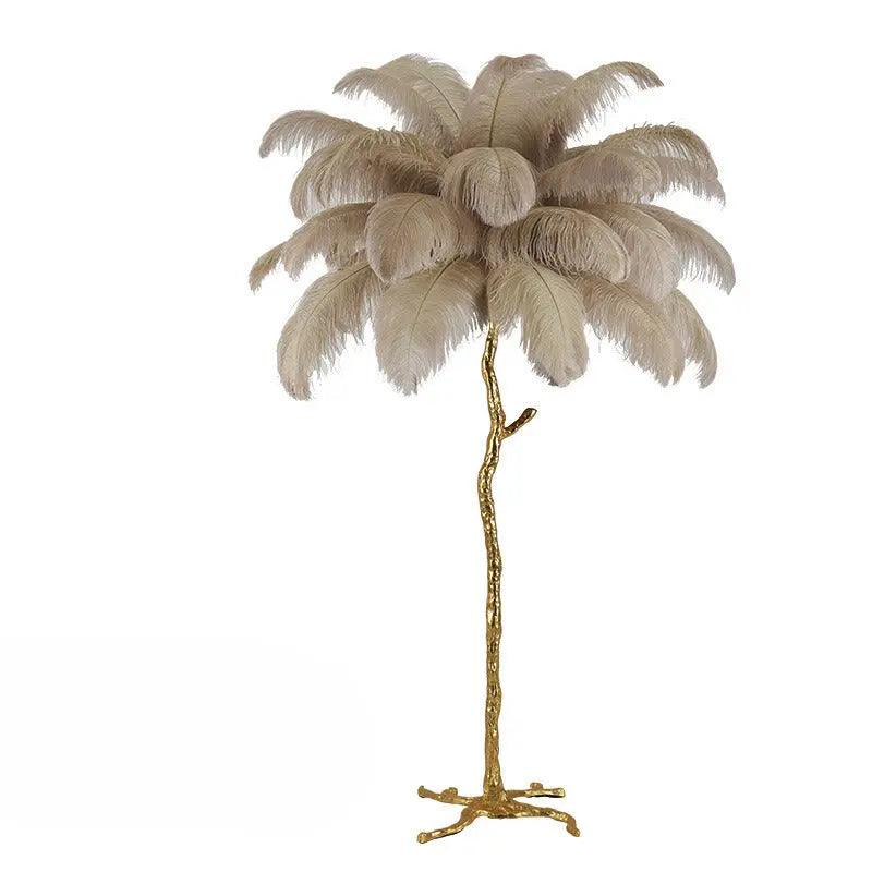 LuxeOstral - Lampe sur pied en plumes d'autruche nordiques