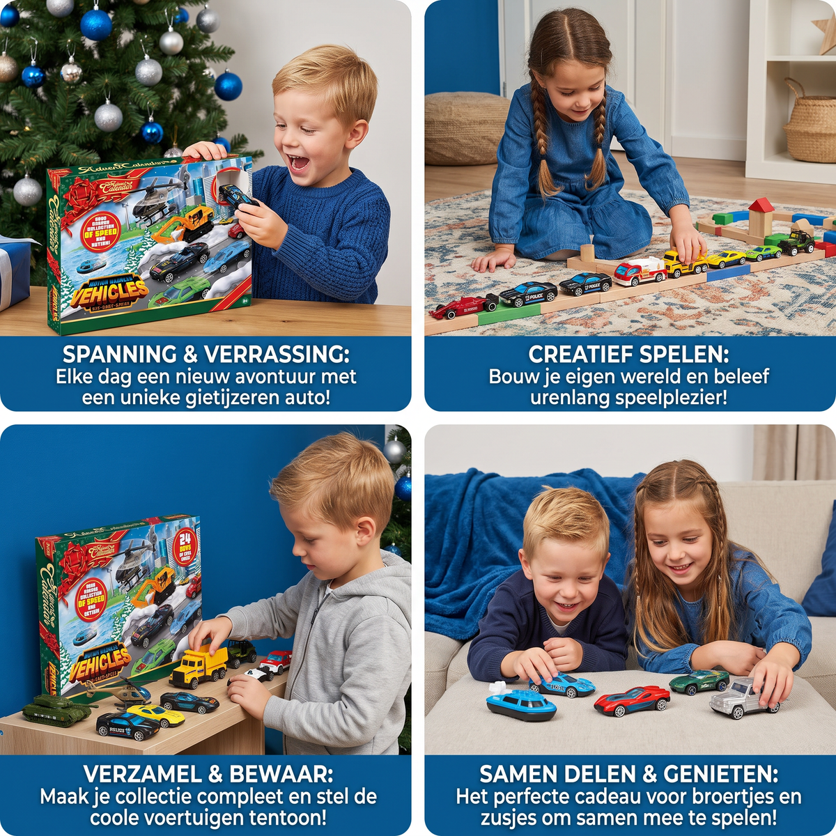 Calendrier de l'Avent Auto Enfants 2026 – 24 Voitures Jouets en Fonte