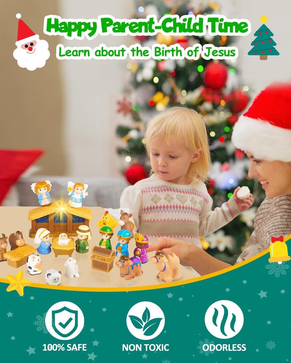 HeiligeNacht | 2025 Calendrier de l'Avent Crèche 25 Pièces Décoration de Fête