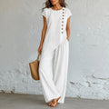 Elovena – Ensemble assorti à ourlet asymétrique avec pantalons à jambes larges