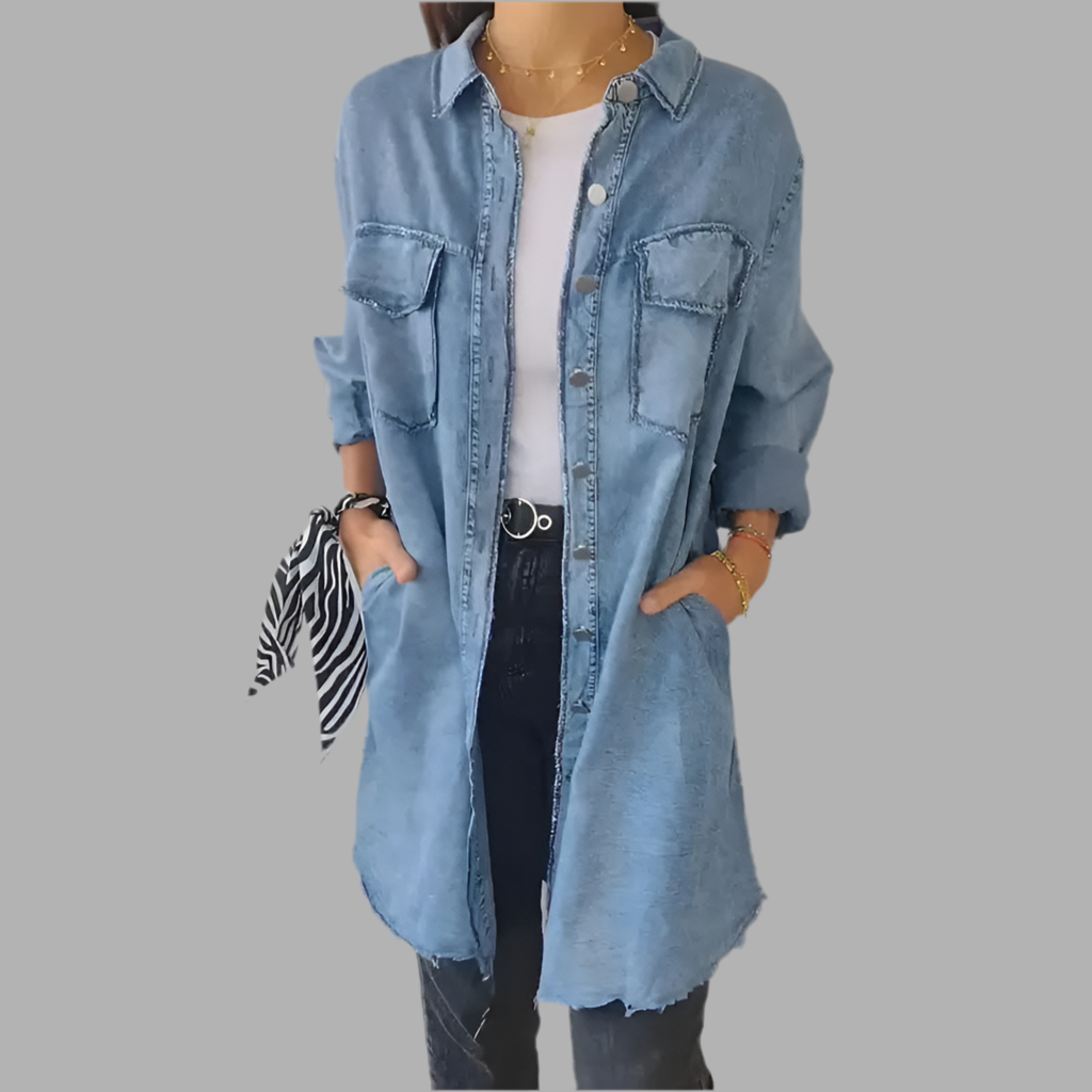 Julietta | Veste en jean longue pour femmes, polyvalente.