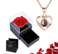 Collier romain | Rose éternelle et collier cœur | Coffret cadeau de luxe